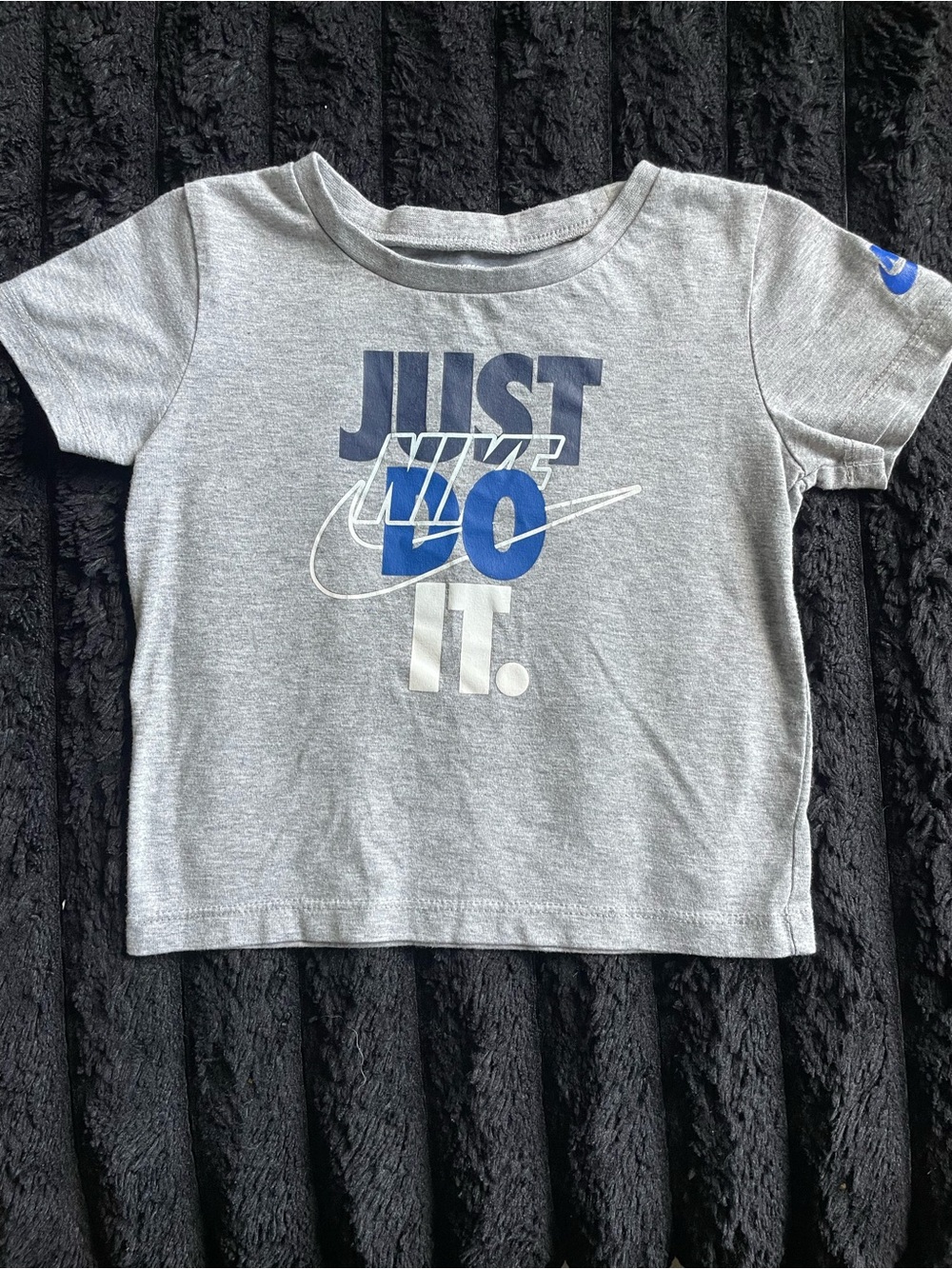 Nike Gray Tee with Blue & White 'Just Do It' Graphic